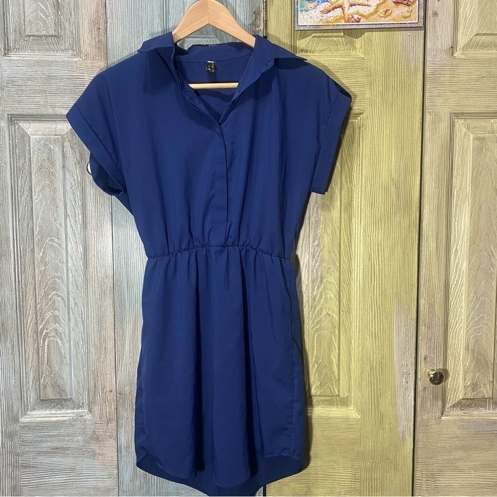 𝅺navy Blue  Shirt Dress Size Medium​